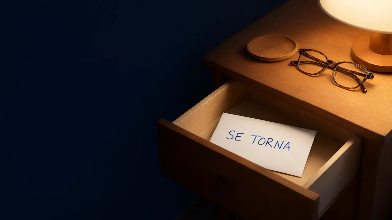 Il cassetto del comodino con la busta SE TORNA