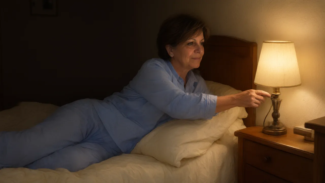 Rosanna a letto girata sul fianco destro spegne la lampada