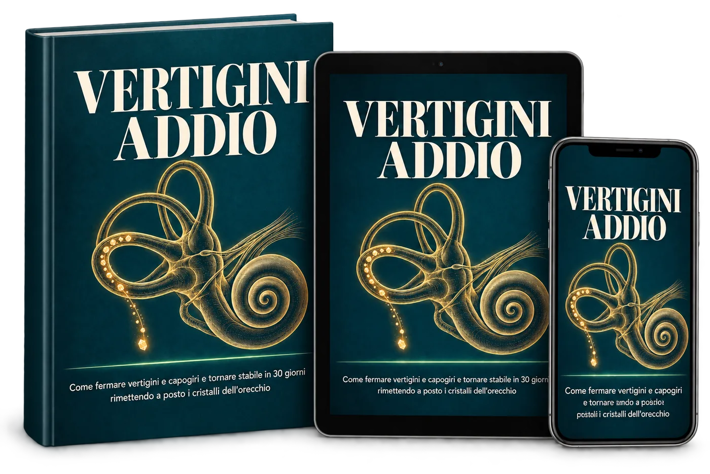 La guida Vertigini Addio su libro, tablet e telefono